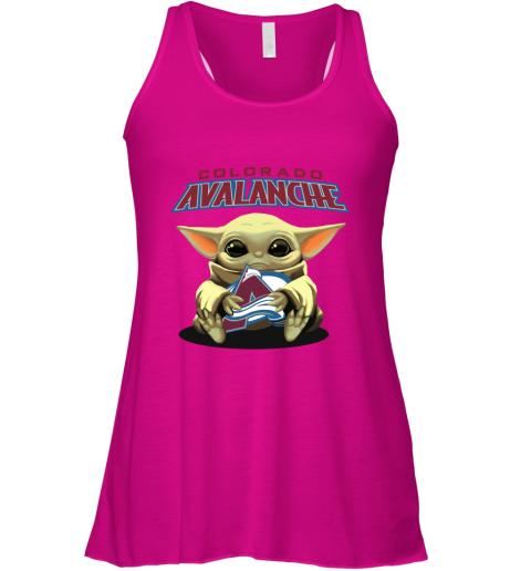 Baby Yoda Hugs The Colorado Avalanche Ice Hockey Racerback Tank