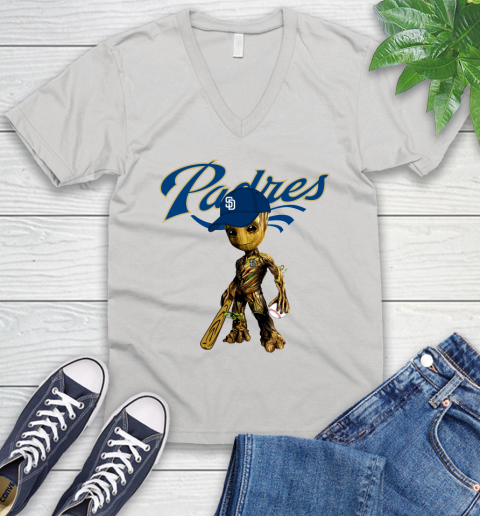 MLB San Diego Padres Groot Guardians Of The Galaxy Baseball V-Neck T-Shirt