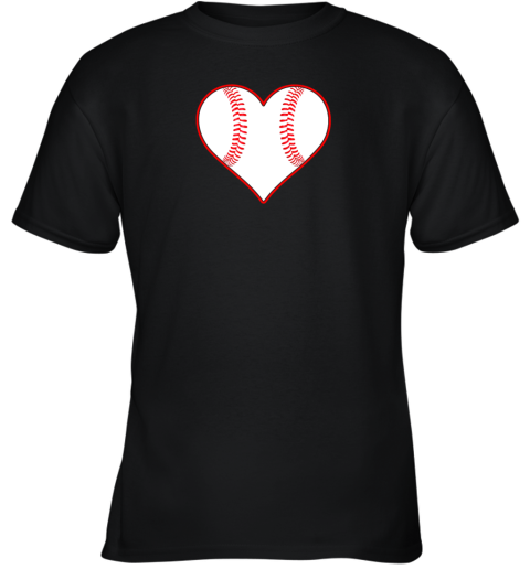 Baseball Player, Coach or Fan Heart Shaped Baseball Graphic Youth T-Shirt