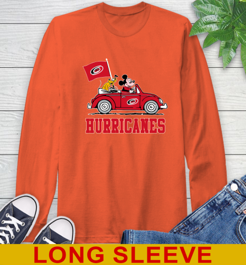 NHL Hockey Carolina Hurricanes Pluto Mickey Driving Disney Shirt Long Sleeve T-Shirt 5