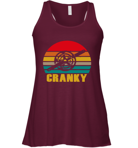 Bicycle Cranky Cycling Lovers Sunset Vintage Racerback Tank