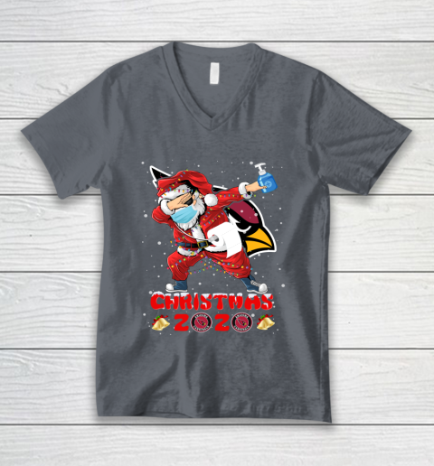 Arizona Cardinals Funny Santa Claus Dabbing Christmas 2020 NFL V-Neck T-Shirt 4