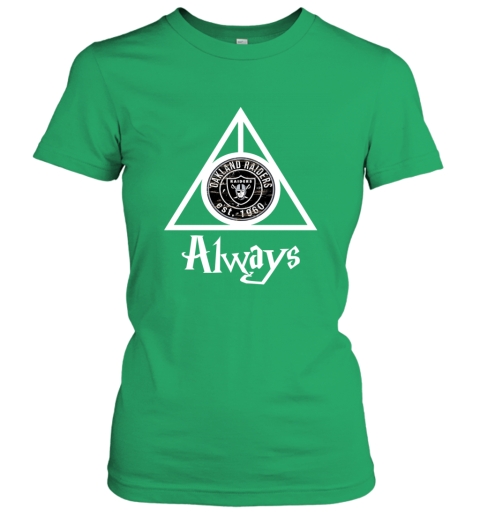 Always Love The Oakland Raiders x Harry Potter Mashup NFL u49o always love the oakland raiders x harry potter mas ladies t shirt 20 front irish green