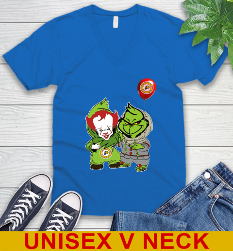Indiana Pacers Baby Pennywise Grinch Christmas NBA Basketball V-Neck T-Shirt 6