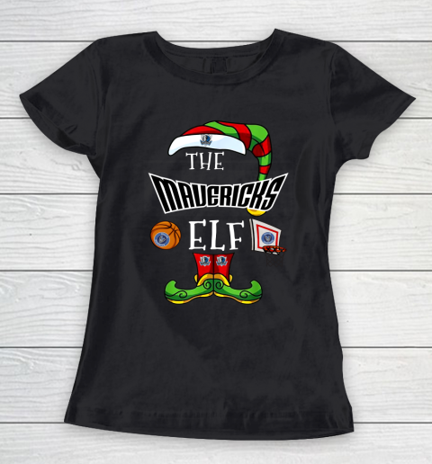 Dallas Mavericks Christmas ELF Funny NBA Women's T-Shirt