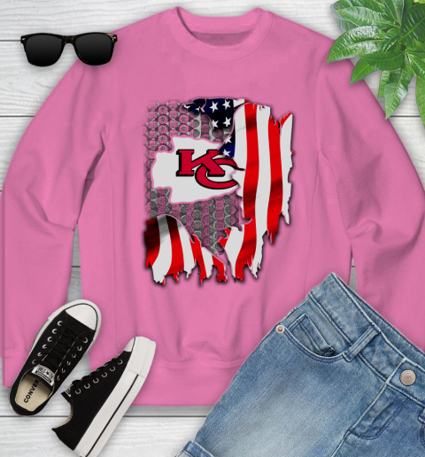 Kansas City Chiefs NFL Football American Flag Youth Sweatshirt 6