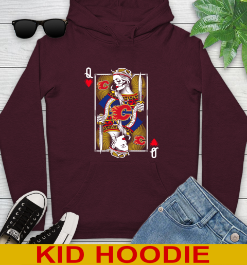NHL Hockey Calgary Flames The Queen Of Hearts Card Shirt Youth Hoodie 7