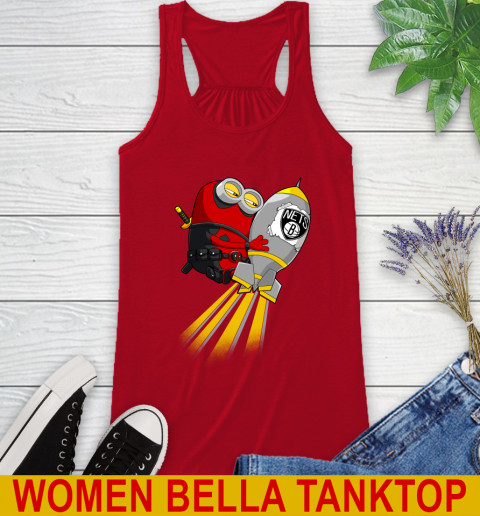 NBA Basketball Brooklyn Nets Deadpool Minion Marvel Shirt Racerback Tank 4