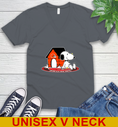 NFL Football Cleveland Browns Snoopy The Peanuts Movie Shirt V-Neck T-Shirt 5