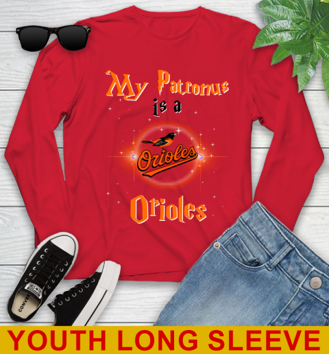 MLB Baseball Harry Potter My Patronus Is A Baltimore Orioles Youth Long Sleeve 11