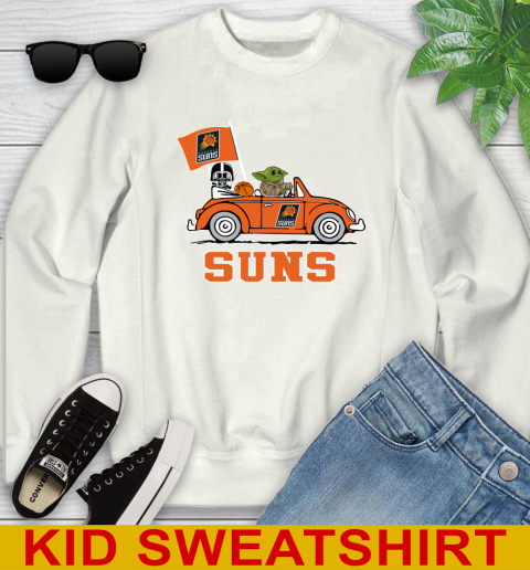 NBA Basketball Phoenix Suns Darth Vader Baby Yoda Driving Star Wars Shirt Youth Sweatshirt