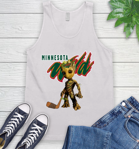 Minnesota Wild NHL Hockey Groot Marvel Guardians Of The Galaxy Tank Top