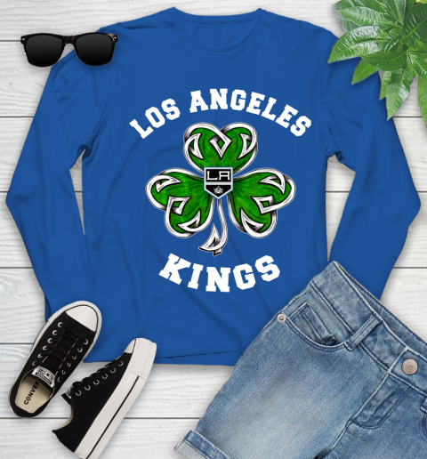 NHL Los Angeles Kings Three Leaf Clover St Patrick's Day Hockey Sports Youth Long Sleeve 10