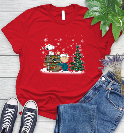 NFL Jacksonville Jaguars Snoopy Charlie Brown Christmas Football Super Bowl Sports Women's T-Shirt 13
