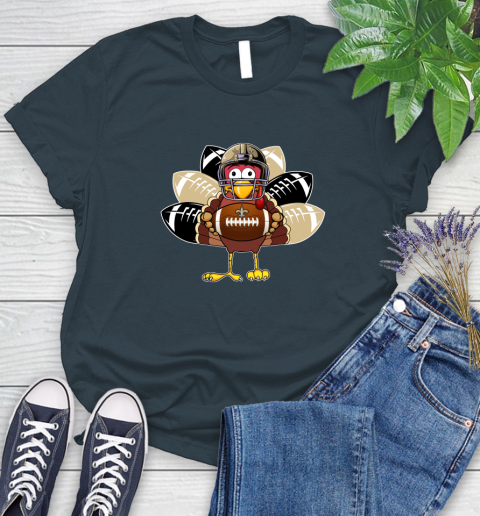 New Orleans Saints Turkey Thanksgiving Day Women's T-Shirt 8