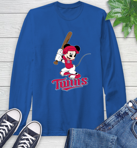MLB Baseball Minnesota Twins Cheerful Mickey Mouse Shirt Long Sleeve T-Shirt 10