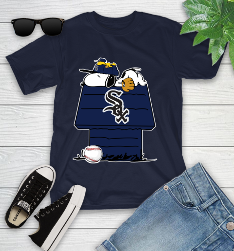 MLB Chicago White Sox Snoopy Woodstock The Peanuts Movie Baseball T Shirt Youth T-Shirt 3