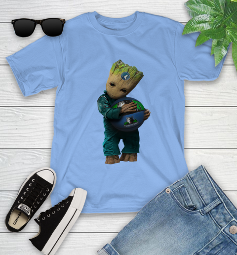 NBA Groot Guardians Of The Galaxy Basketball Sports Minnesota Timberwolves Youth T-Shirt 11
