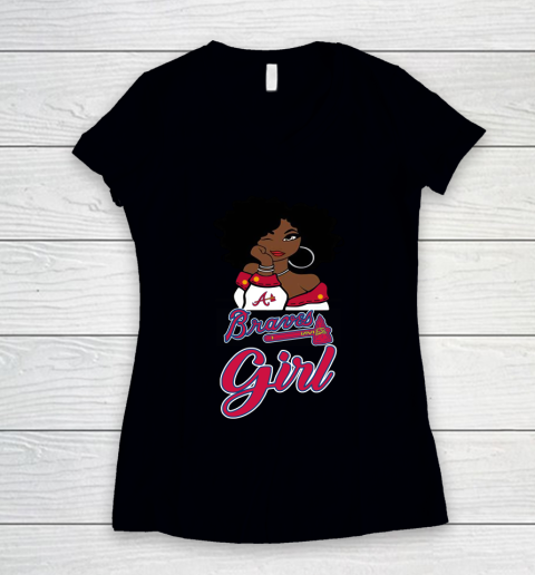 Atlanta Braves Girl MLB Women's V-Neck T-Shirt