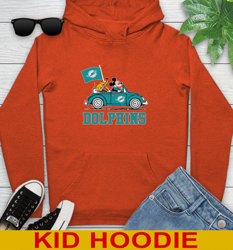 NFL Football Miami Dolphins Pluto Mickey Driving Disney Shirt Youth Hoodie 5