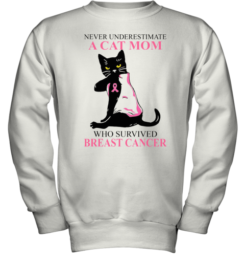 A Cat Mom Who Survived Breast Cancer Youth Sweatshirt