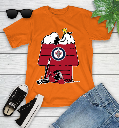 Winnipeg Jets NHL Hockey Snoopy Woodstock The Peanuts Movie Youth T-Shirt 7