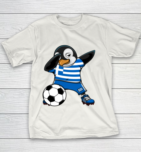Dabbing Penguin Greece Soccer Fans Jersey Football Lovers Youth T-Shirt