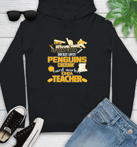 Pittsburgh Penguins NHL I'm A Difference Making Student Caring Hockey Loving Kinda Teacher Youth Hoodie