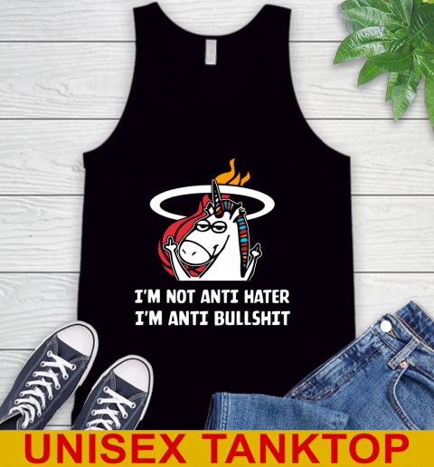 Miami Heat NBA Basketball Unicorn I'm Not Anti Hater I'm Anti Bullshit Tank Top 2