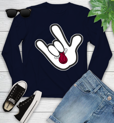 Miami Heat NBA Basketball Mickey Rock Hand Disney Youth Long Sleeve 3