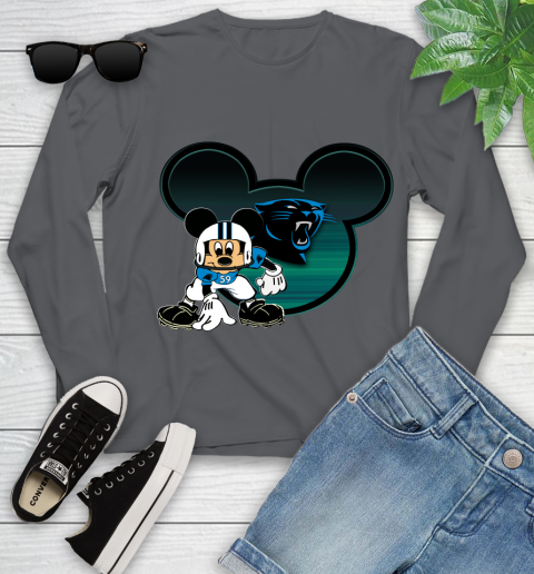 NFL Carolina Panthers Mickey Mouse Disney Football T Shirt Youth Long Sleeve 8