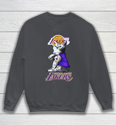 NBA Basketball My Cat Loves Los Angeles Lakers Sweatshirt 4