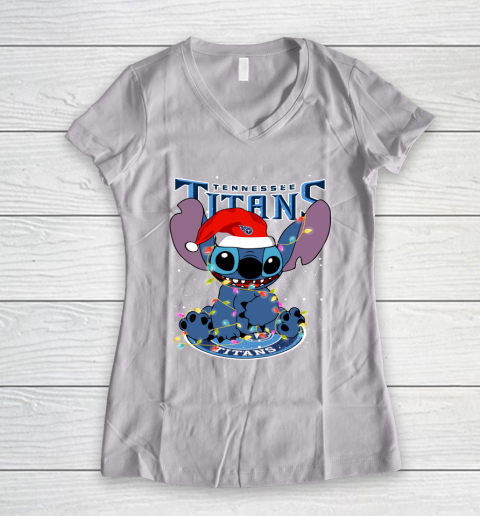 Tennessee Titans NFL Football noel stitch Christmas Women's V-Neck T-Shirt