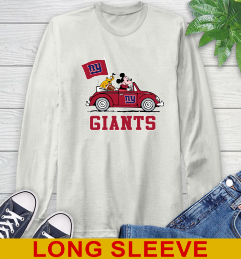NFL Football New York Giants Pluto Mickey Driving Disney Shirt Long Sleeve T-Shirt 12