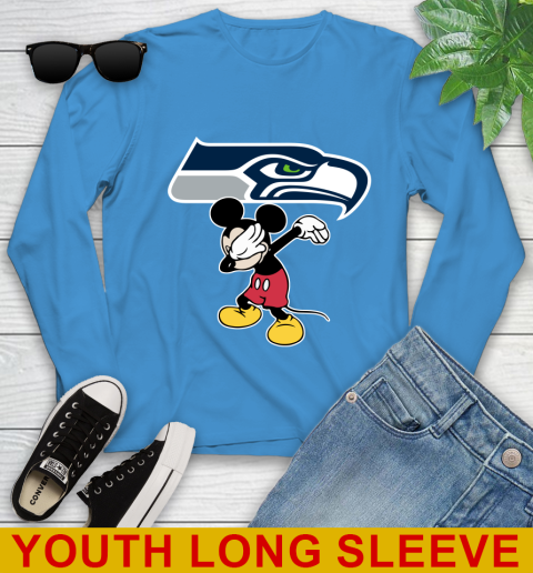 Seattle Seahawks NFL Football Dabbing Mickey Disney Sports Youth Long Sleeve 8