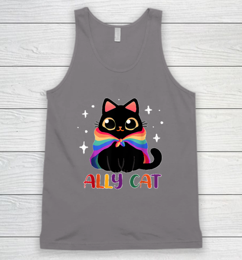 Ally Cat LGBT Gay Rainbow Pride Flag Funny Cat Lover Tank Top 5