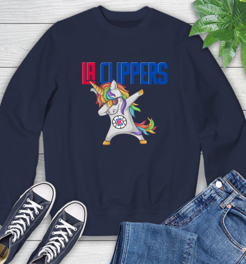 LA Clippers NBA Basketball Funny Unicorn Dabbing Sports Sweatshirt 3
