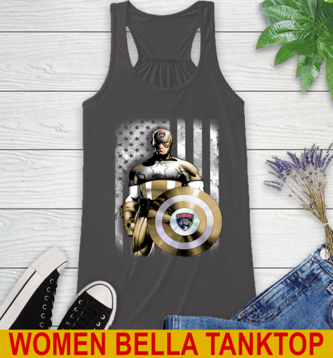 Florida Panthers NHL Hockey Captain America Marvel Avengers American Flag Shirt Racerback Tank 10