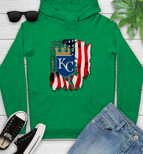 Kansas City Royals MLB Baseball American Flag Youth Hoodie 9