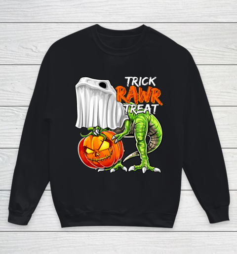 Halloween Dinosaur Ghost Pumpkin Jack O Lantern Gift Boys Youth Sweatshirt