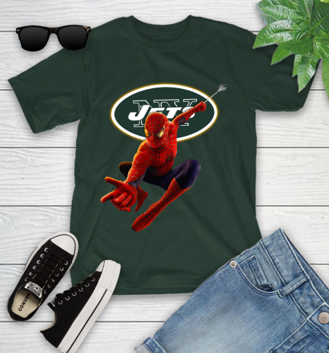 NFL Spider Man Avengers Endgame Football New York Jets Youth T-Shirt 5