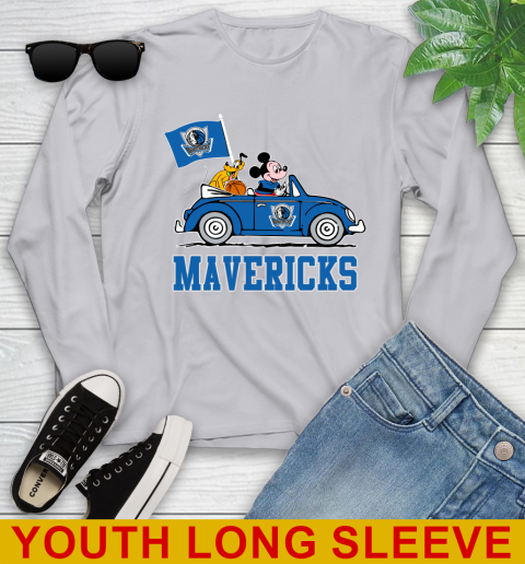 NBA Basketball Dallas Mavericks Pluto Mickey Driving Disney Shirt Youth Long Sleeve 6