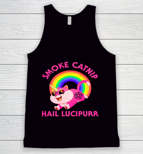 Smoke Catnip Hail Lucipurr Funny Satan Cat Unicorn Meme Tank Top