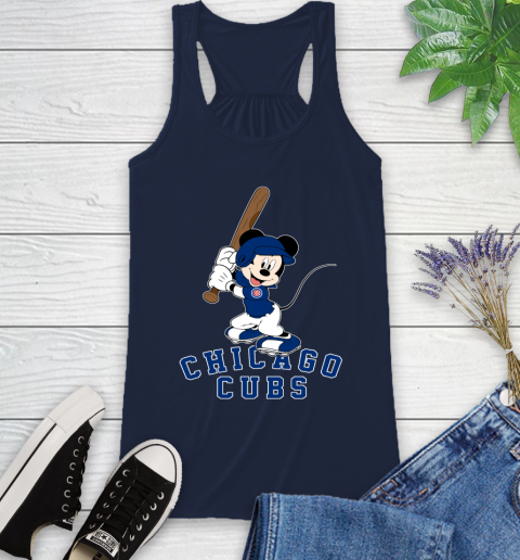 MLB Baseball Chicago Cubs Cheerful Mickey Mouse Shirt Racerback Tank 11
