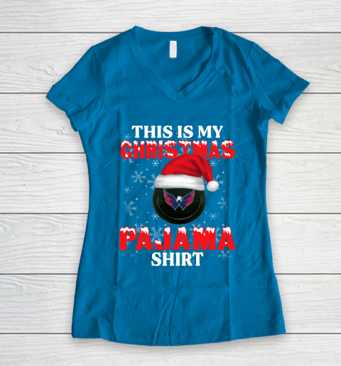 Washington Capitals This Is My Christmas Pajama Shirt NHL Women's V-Neck T-Shirt 5