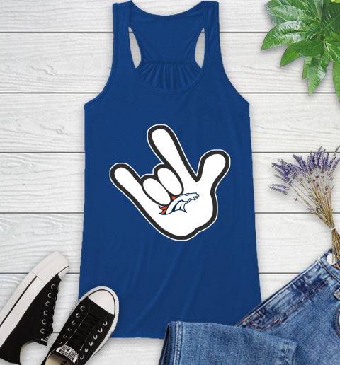 Denver Broncos NFL Football Mickey Rock Hand Disney Racerback Tank 9