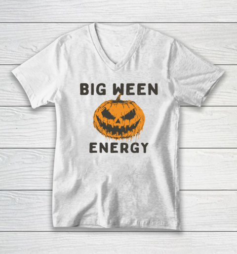 Halloween Pumpkin Head Big Ween Energy Spooky V-Neck T-Shirt
