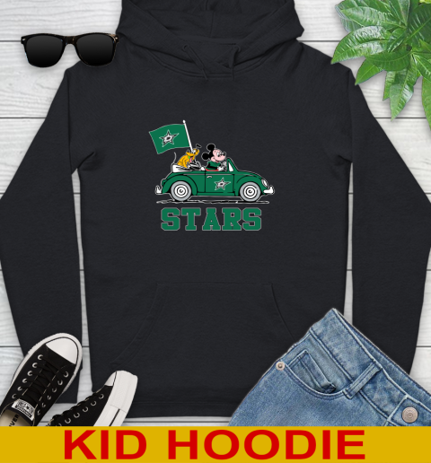 NHL Hockey Dallas Stars Pluto Mickey Driving Disney Shirt Youth Hoodie - Image 3
