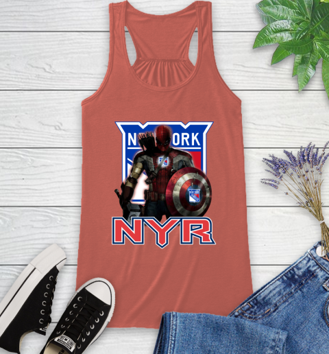 NHL Captain America Thor Spider Man Hawkeye Avengers Endgame Hockey New York Rangers Racerback Tank 4
