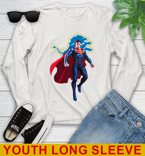 NFL Superman DC Sports Football Detroit Lions Youth Long Sleeve 12